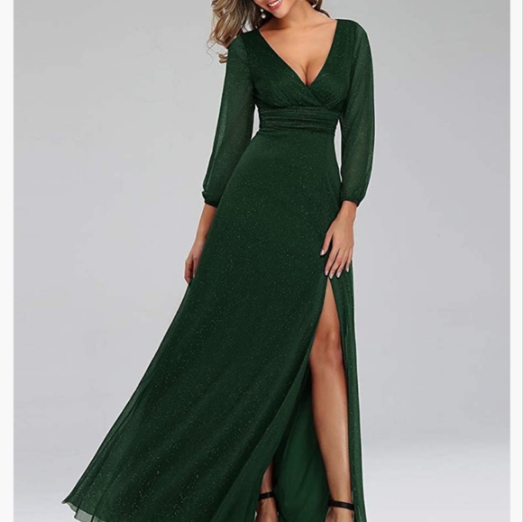 Dresses Nwt Womens Green Gown With Slit Poshmark — free download